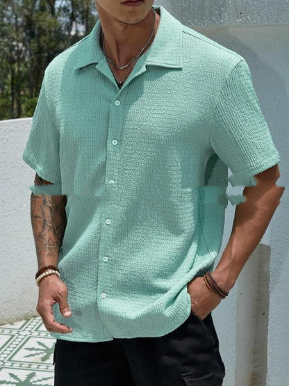 Camisa Hombre Manga Corta Color Plano