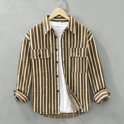 Camisa Hombre Algodón Rayas Relajada