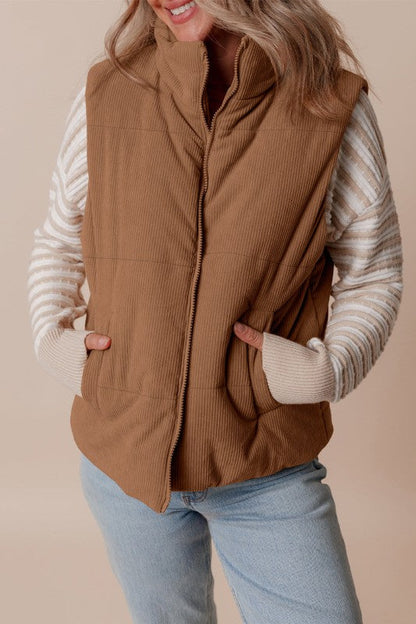 Chaleco acolchado cuello alto mujer abrigo