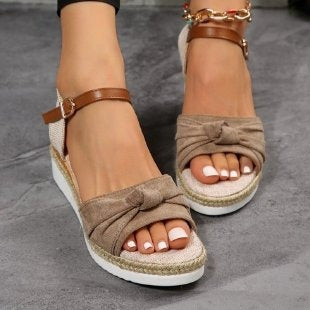 Sandalias de tacón mujer con lazo
