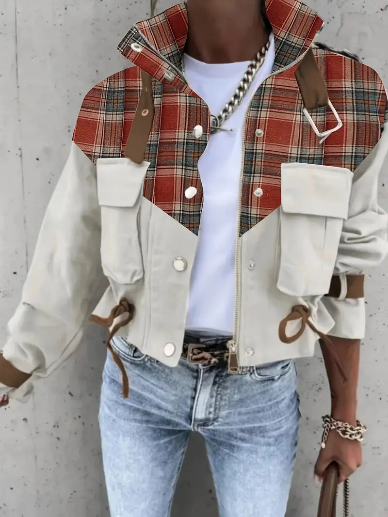 Chaqueta corta cuadros estilo rústico - Vestiria