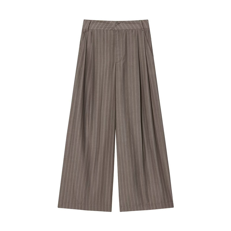 Pantalones Mujer Corte Amplio con Pinzas Doble Tejido