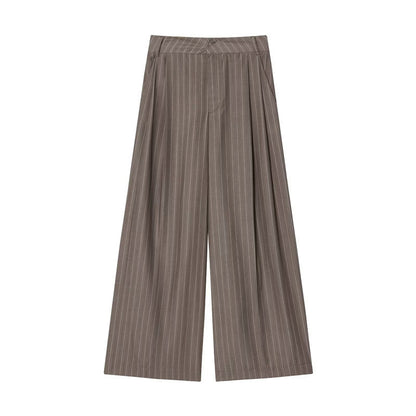 Pantalones Mujer Corte Amplio con Pinzas Doble Tejido