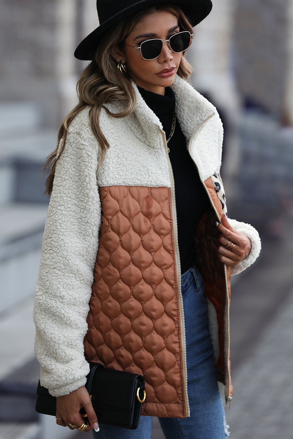 Chaqueta Sherpa Leopardo Cuello Alto Abrible
