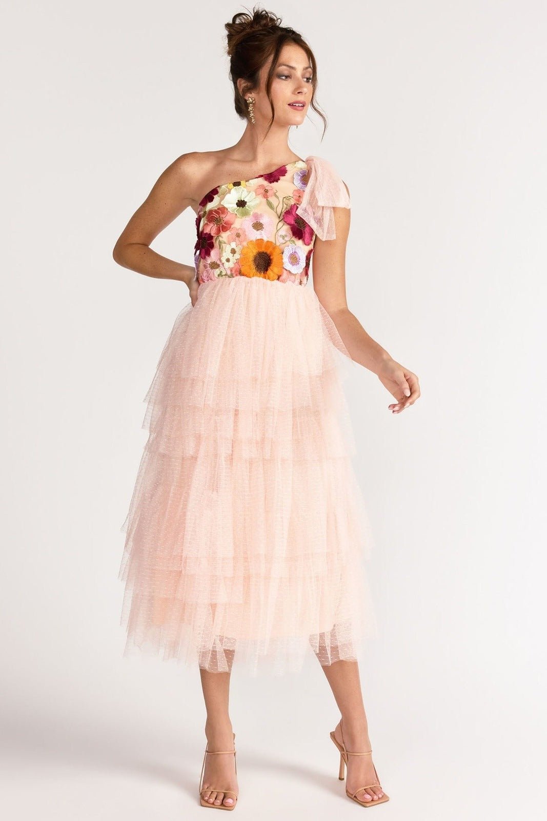 Vestido Midi Florado con Volantes - Vestiria