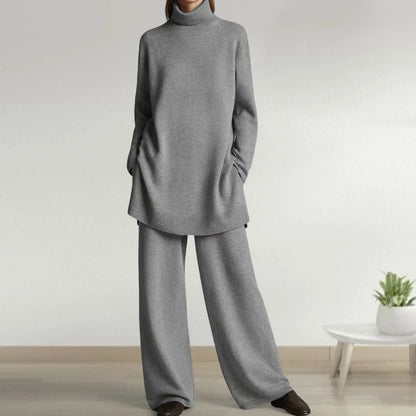 Conjunto de punto cuello vuelto elegante