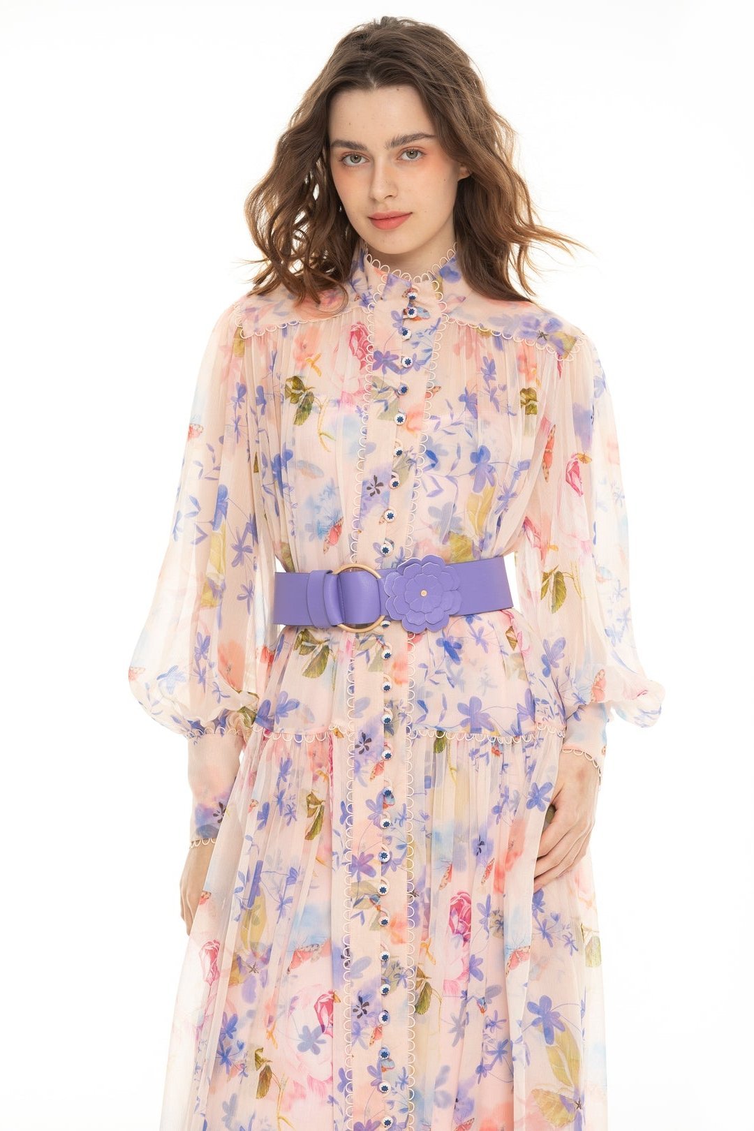 Vestido Midi Gasa Cinturón Femenino - Vestiria