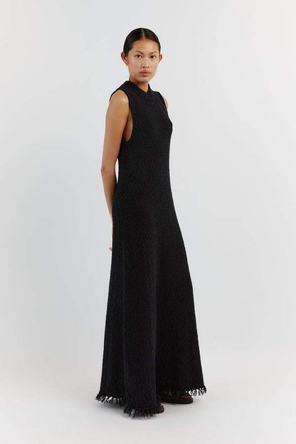 Vestido Maxi de Punto con Borlas Feminino