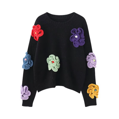 Jersey Floral Clásico de Punto - Vestiria