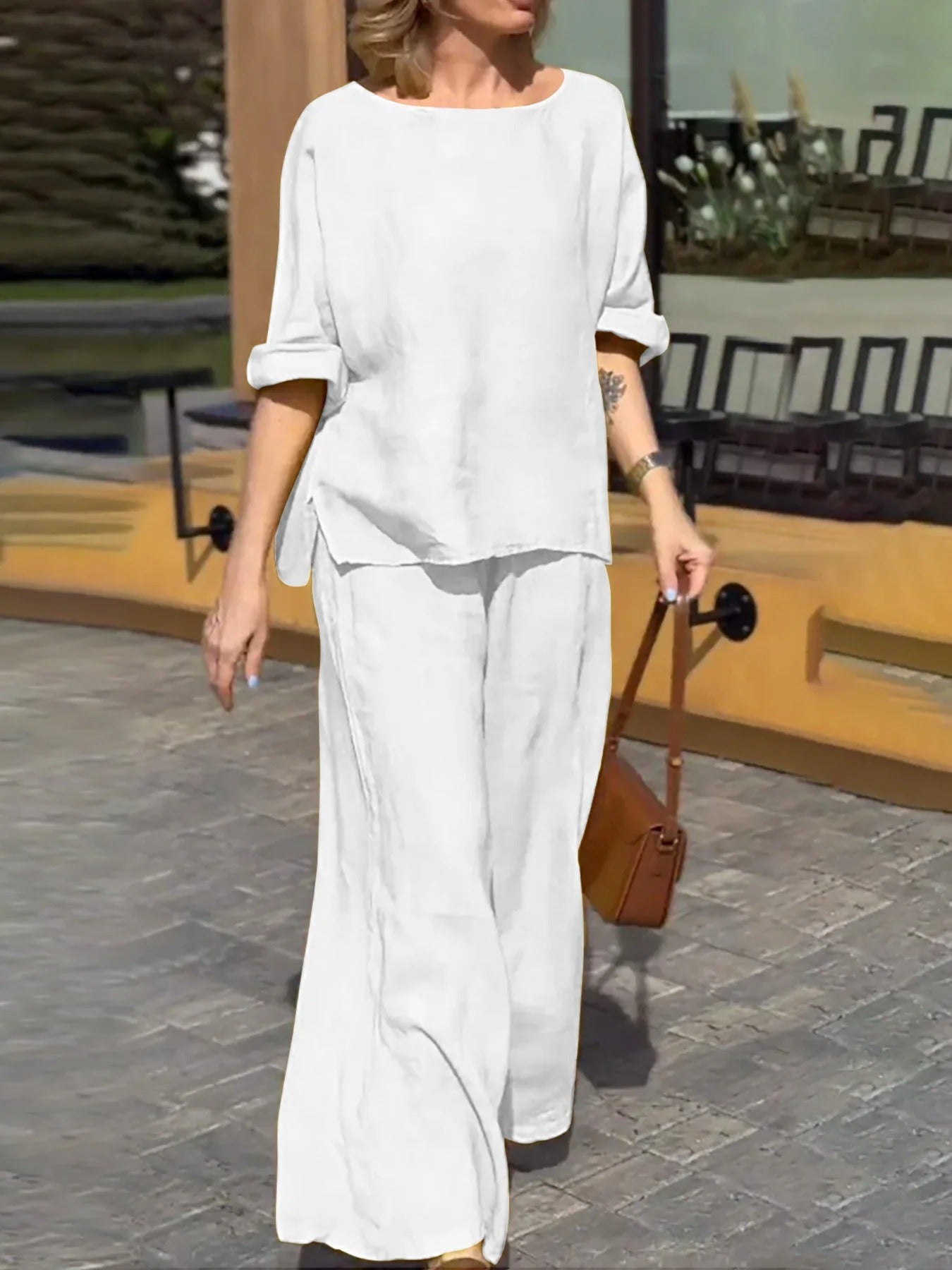 Conjunto Casual Blusa Amplia Pantalones Cómodos - Vestiria
