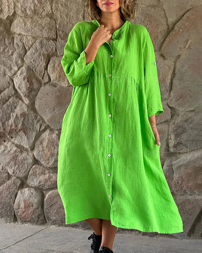 Vestido cómodo mujer corte suelto botones