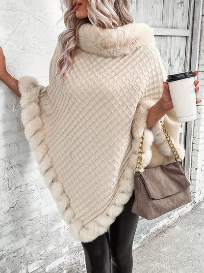 Jersey Poncho Punto Suave Femenino - Vestiria