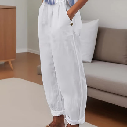 Pantalones Lino Mujer Corte Amplio Comodo