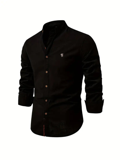 Camisa Hombre Elegante Cuello Mao Manga Larga