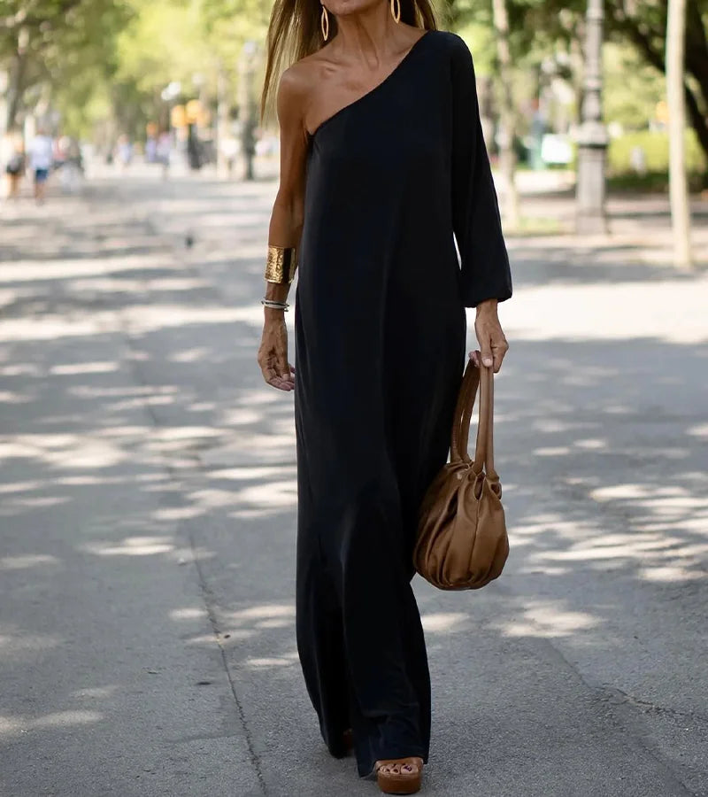 Vestido de un Hombro Chic y Fluido