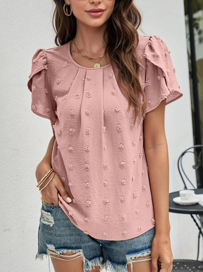 Blusa Floral Elegante Cuello Redondo - Vestiria