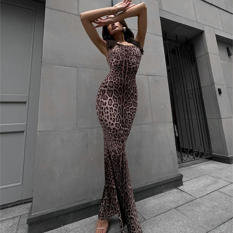 Vestido Mujer Estampado Leopardo Cintura Adjustada - Vestiria