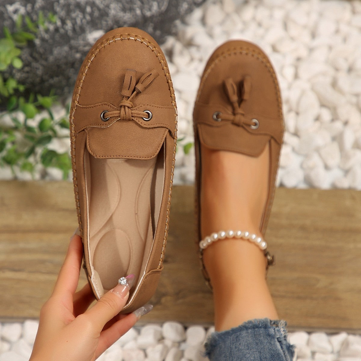 Zapatos planos cómodos mujer con lazo