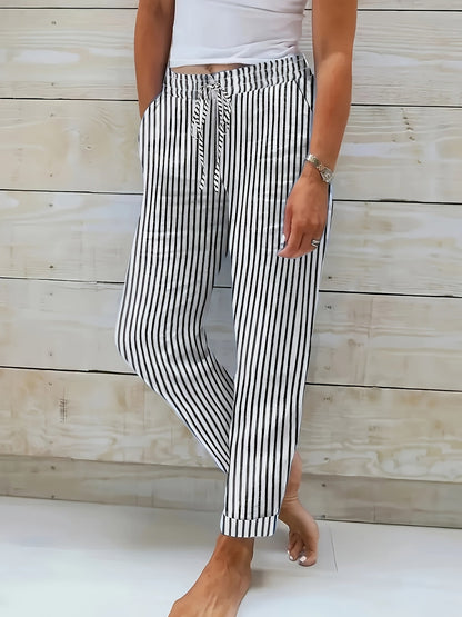 Pantalón elástico estampado rayas cómodo