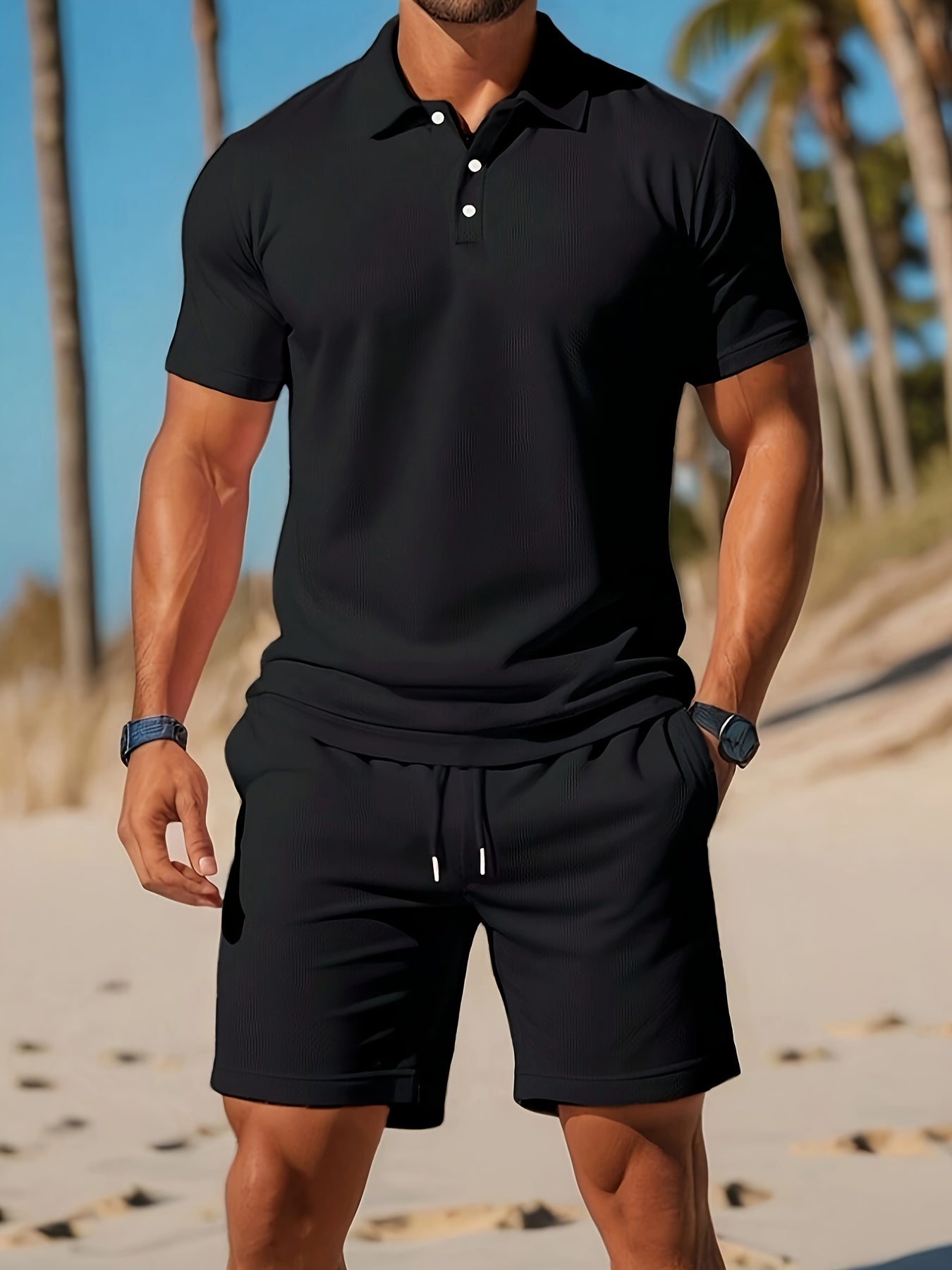 Traje de verano hombre polo y short coordinados