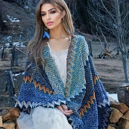 Poncho Punto Mujer con Estilo Bufanda