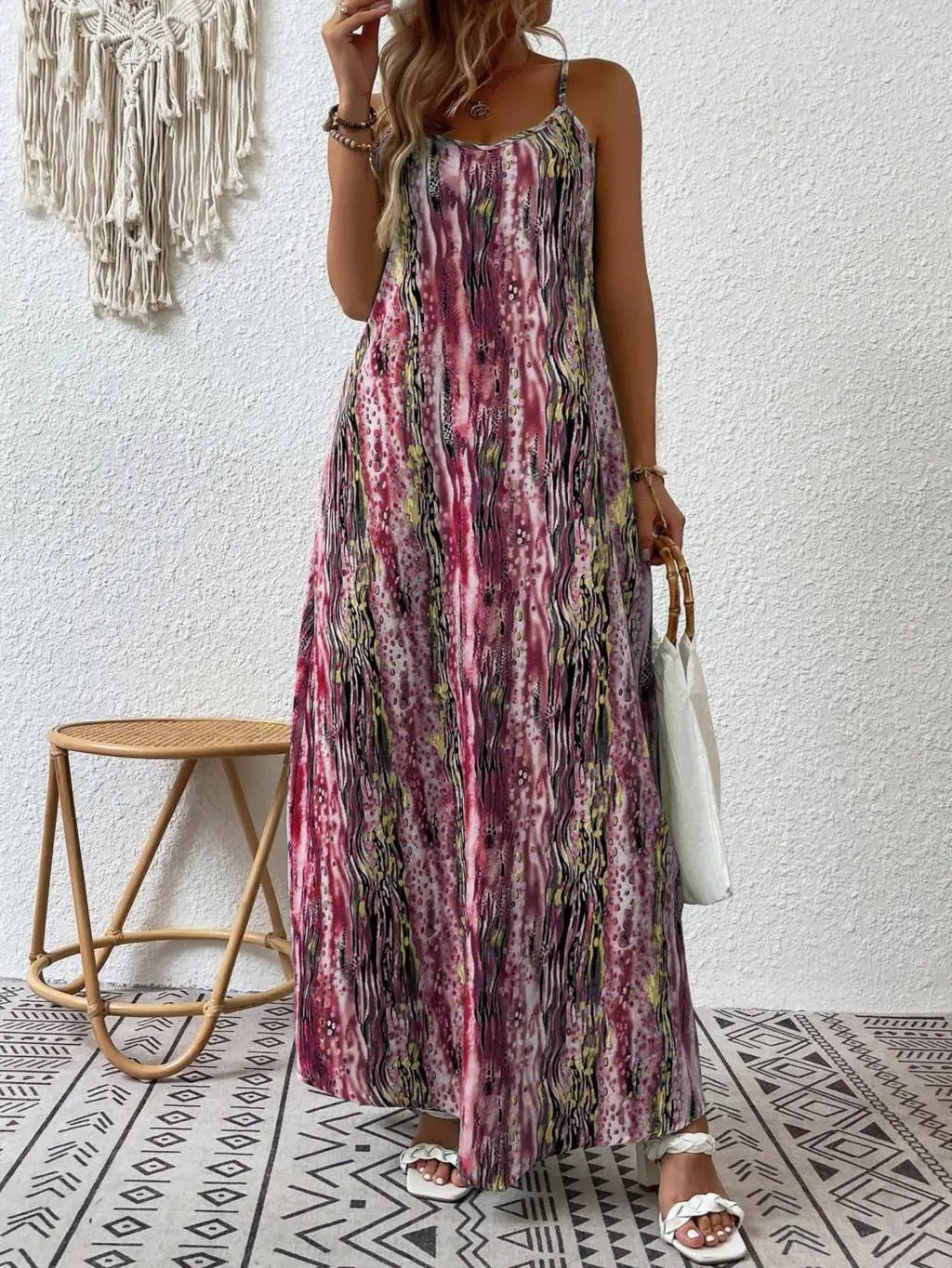 Vestido Boho Largo Sin Mangas Estilo Libre