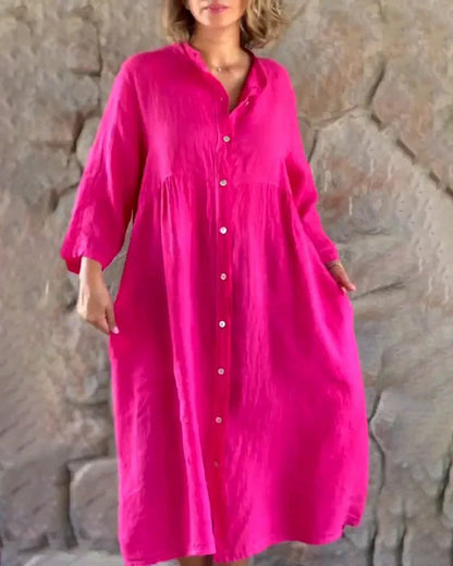 Vestido cómodo mujer corte suelto botones - Vestiria