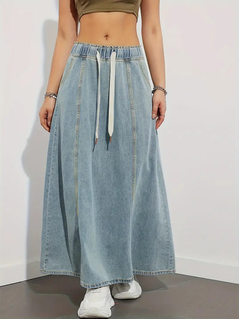 Falda Vaquera Larga Estilo Clásico - Vestiria