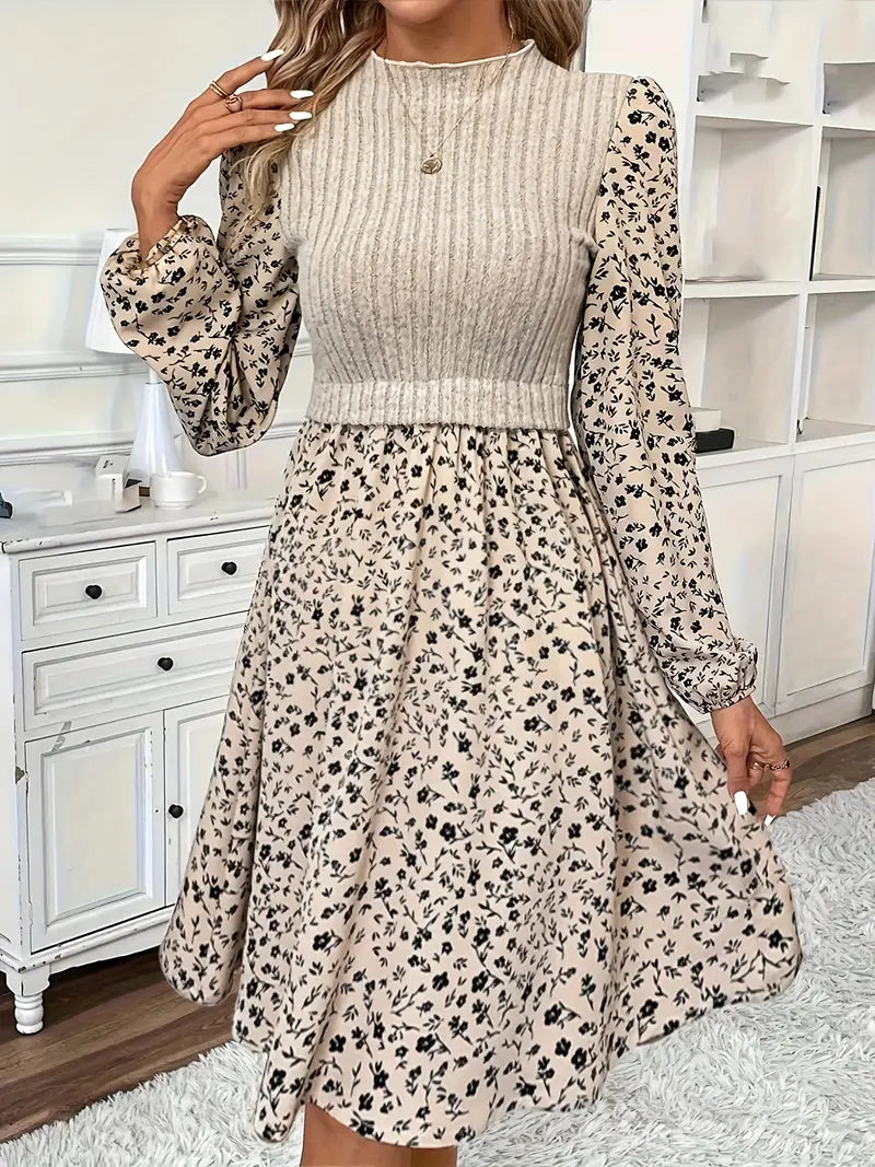 Vestido de Punto Floral Elegante Mujer - Vestiria