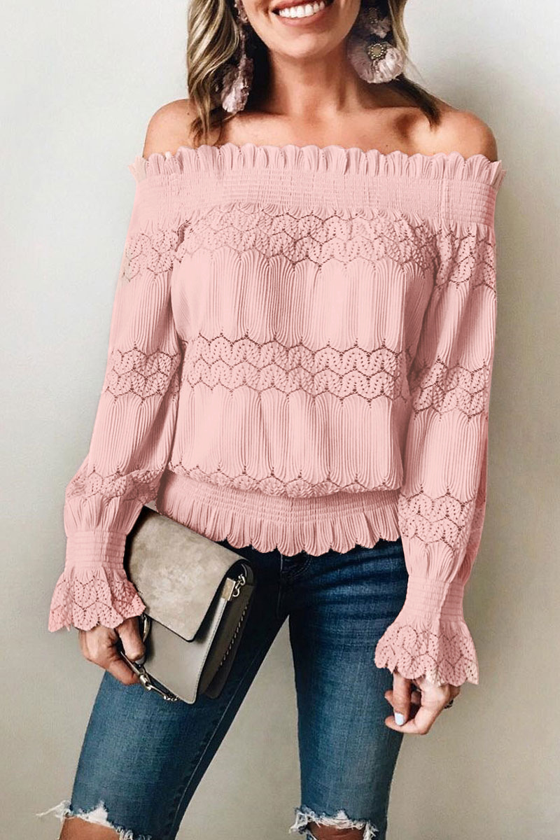 Blusa sin hombros femenina manga larga