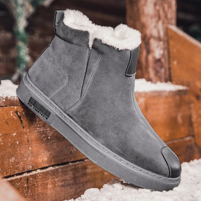 Botas de invierno para hombre en cuero con forro polar