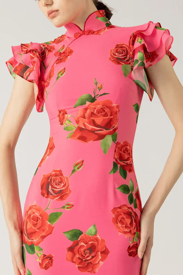 Vestido Largo Floral Elegante con Mangas Anchas