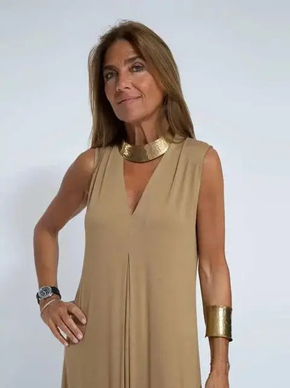 Vestido Mocha con Cárdigan Abotonado