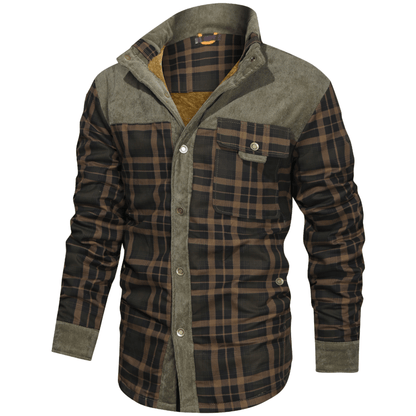 Chaqueta de franela a cuadros resistente para hombre