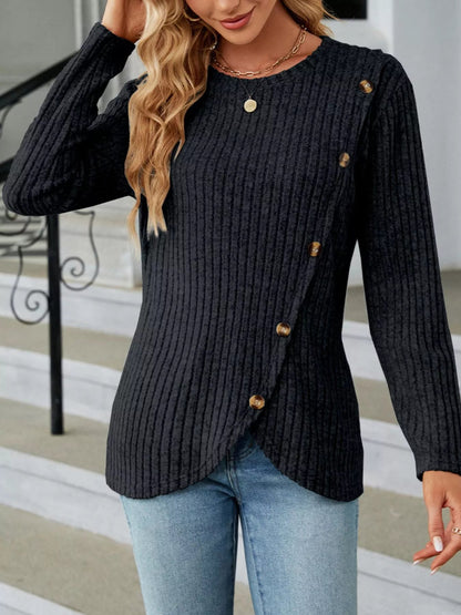 Sudadera Cuello Alto Chic Botones Decorativos