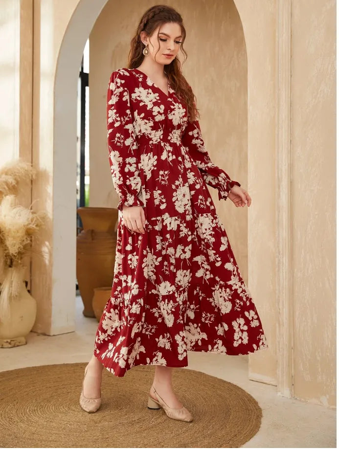 Vestido Corte Cintura Manga Larga Elegante - Vestiria