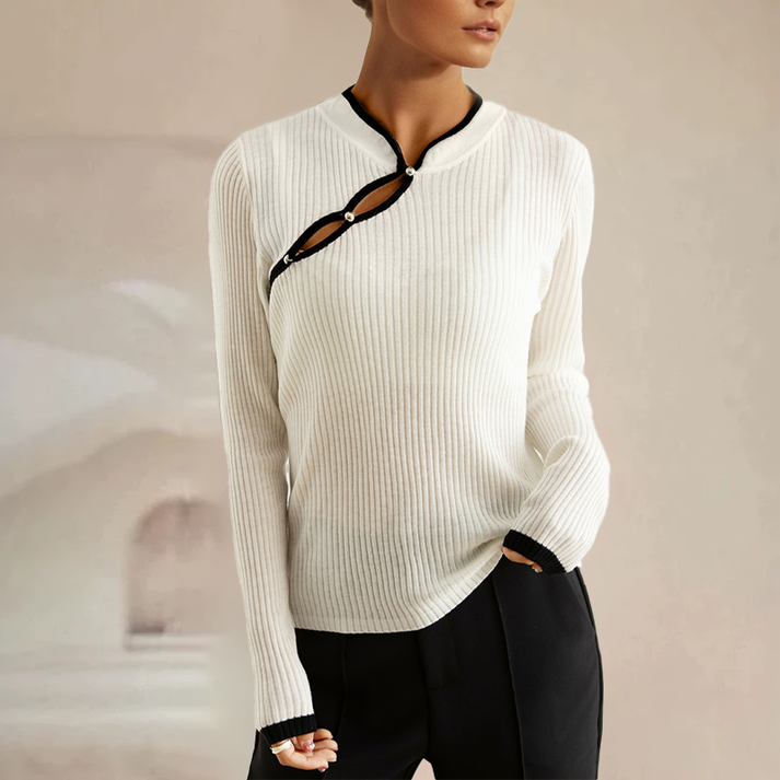 Top de Punto Elegante con Escote para Mujer - Vestiria