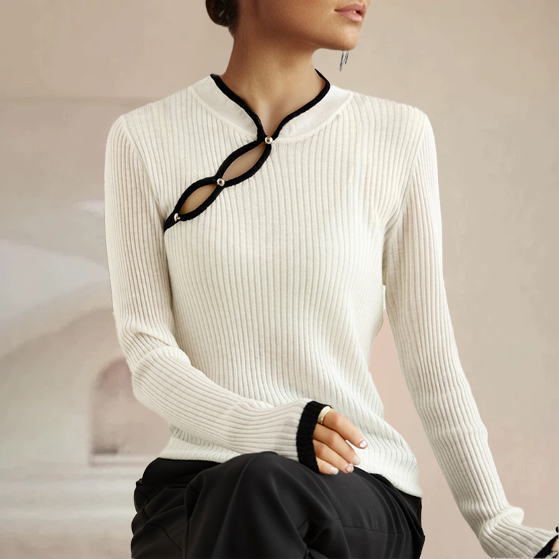 Jersey de Punto de Perlas Elegante