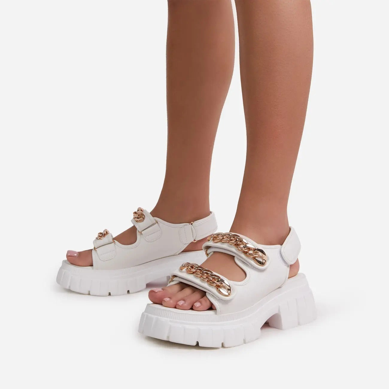 Sandalias Mujer Plataforma con Detalle Metalizado - Vestiria