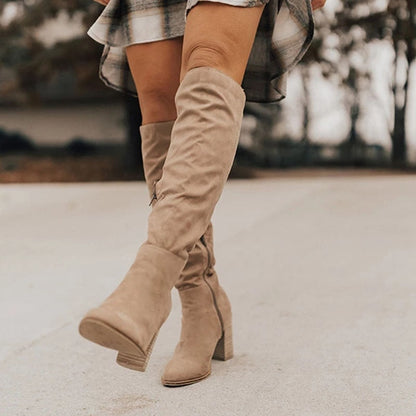 Botas Mujer Altas Tacón Grueso Elegantes - Vestiria