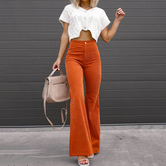 Pantalón Vaugh de Pana Sostenible Cintura Alta Mujer - Vestiria
