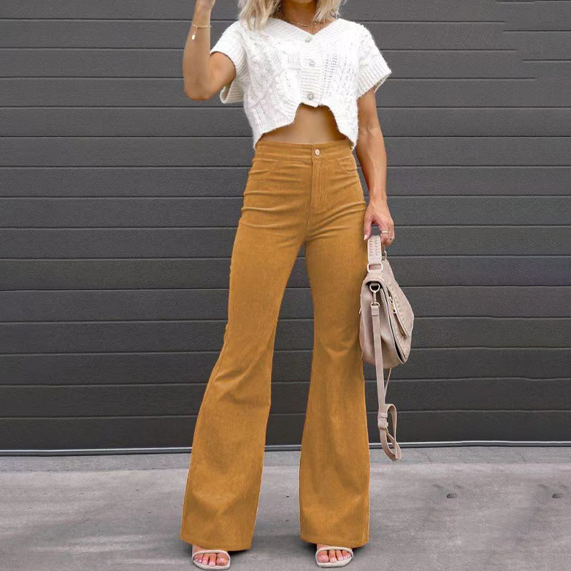 Pantalón Vaugh de Pana Sostenible Cintura Alta Mujer