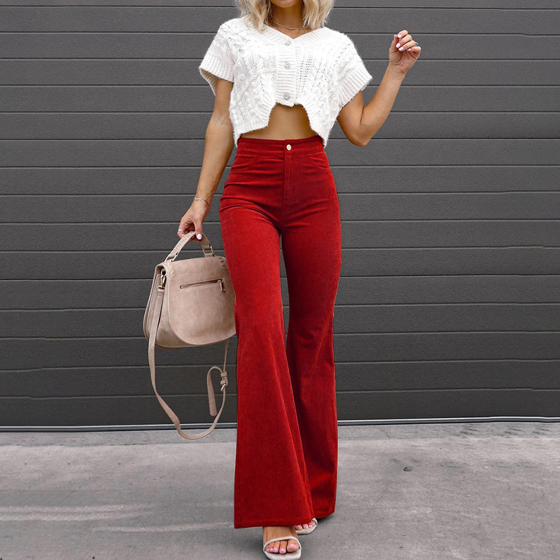Pantalón Vaugh de Pana Sostenible Cintura Alta Mujer