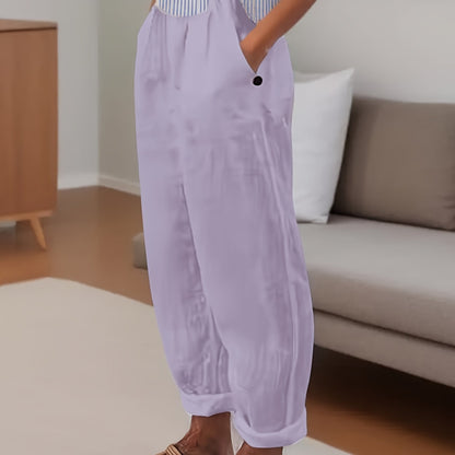 Pantalones Lino Mujer Corte Amplio Comodo