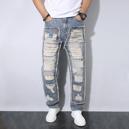 Pantalones Vaqueros Clásicos Desgastados Hombre