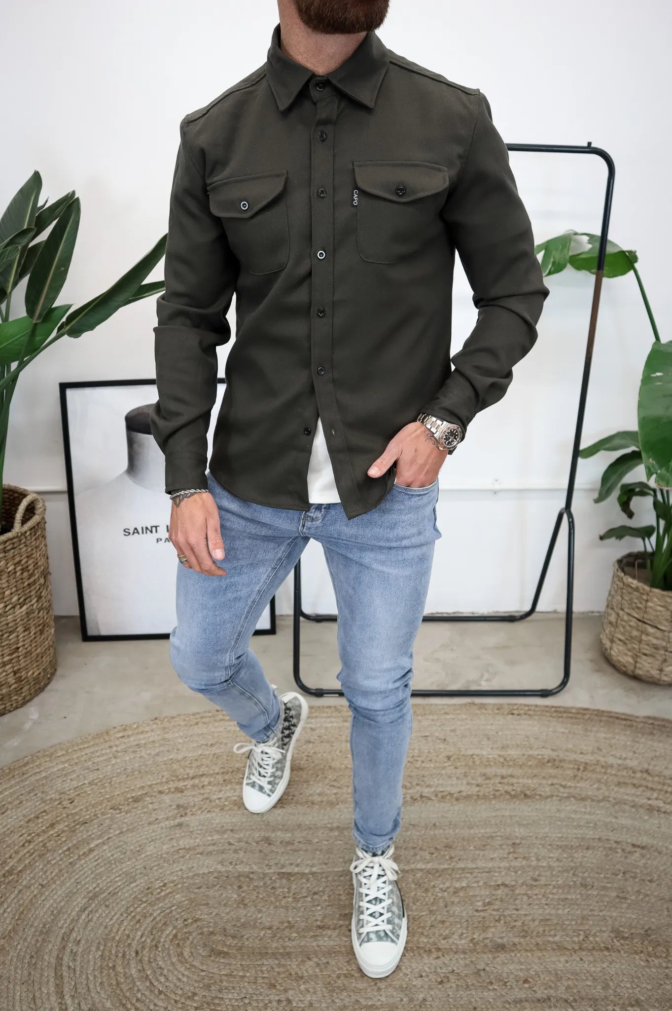 Chaquetón Hombre Bolsillos Botones Cazadora Clásica
