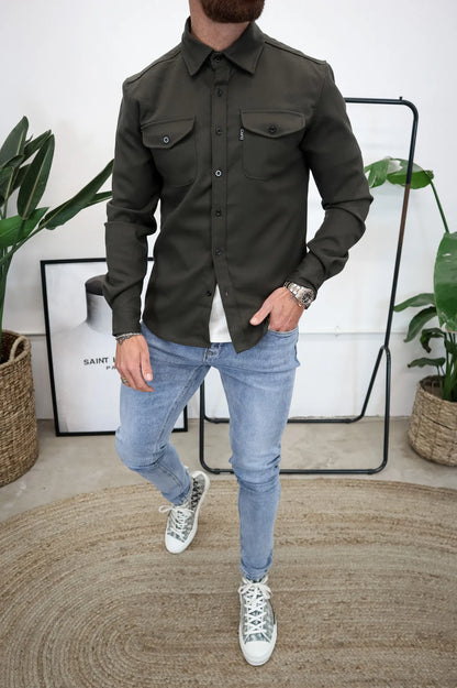 Chaquetón Hombre Bolsillos Botones Cazadora Clásica