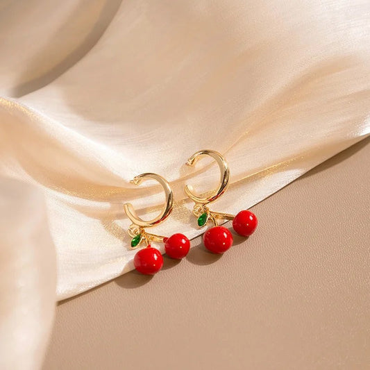 Pendientes Mujer Colgantes Frutas Esmaltadas Oro - Vestiria