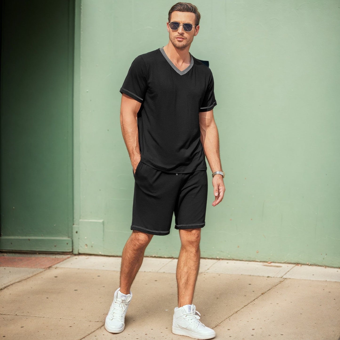 Camiseta Hombre Algodón Ligero Cuello V - Vestiria