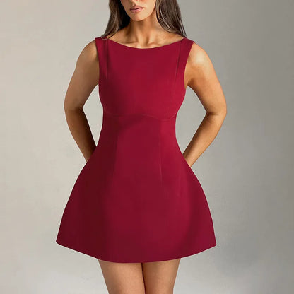 Vestido Mini Falda con Cinturón Alto